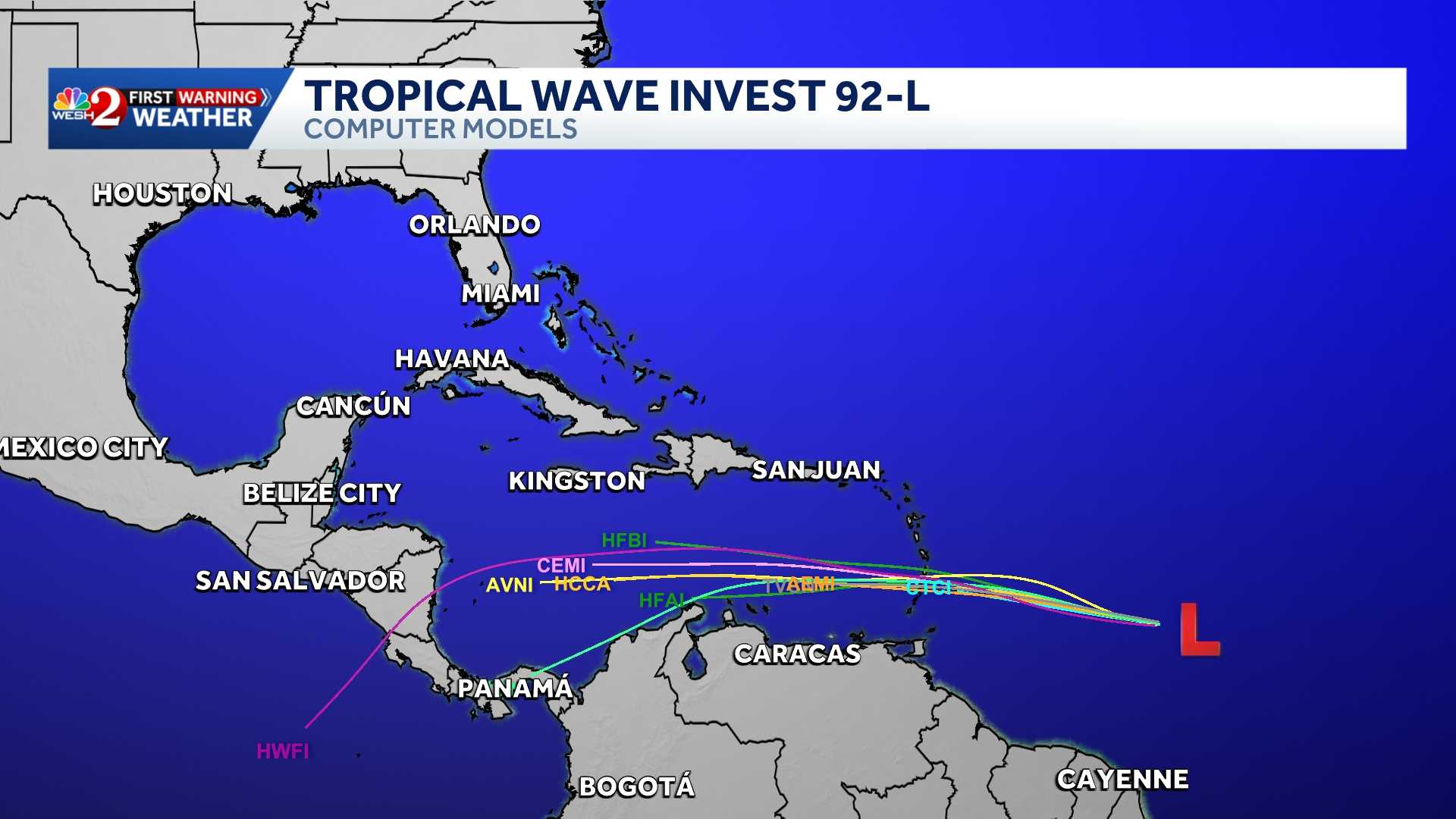 Tracking Invest 92-L: Maps, spaghetti models — WESH 2 Orlando